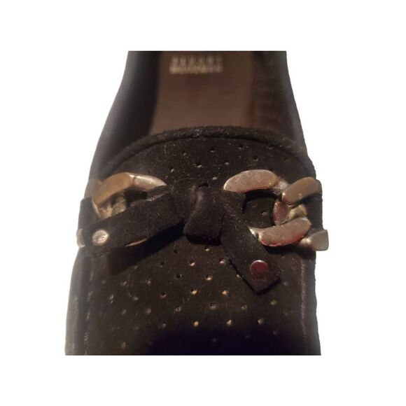 Stuart Weitzman Black Perforated Suede Driving Loafers Size 8.5 - Picture 4 of 5